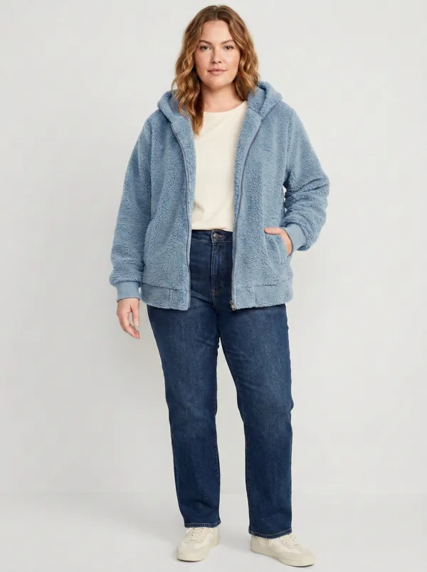 Cozy Sherpa Fleece Zip-Up Hooded Cardigan