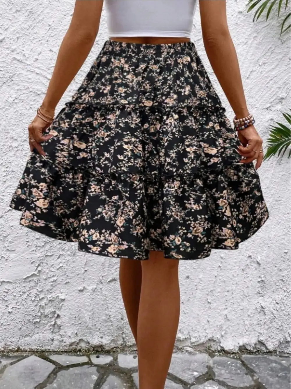 Everyday Floral Print Midi Skirt