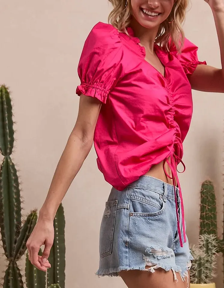 Square-Neck Puff-Sleeve Fashion Top