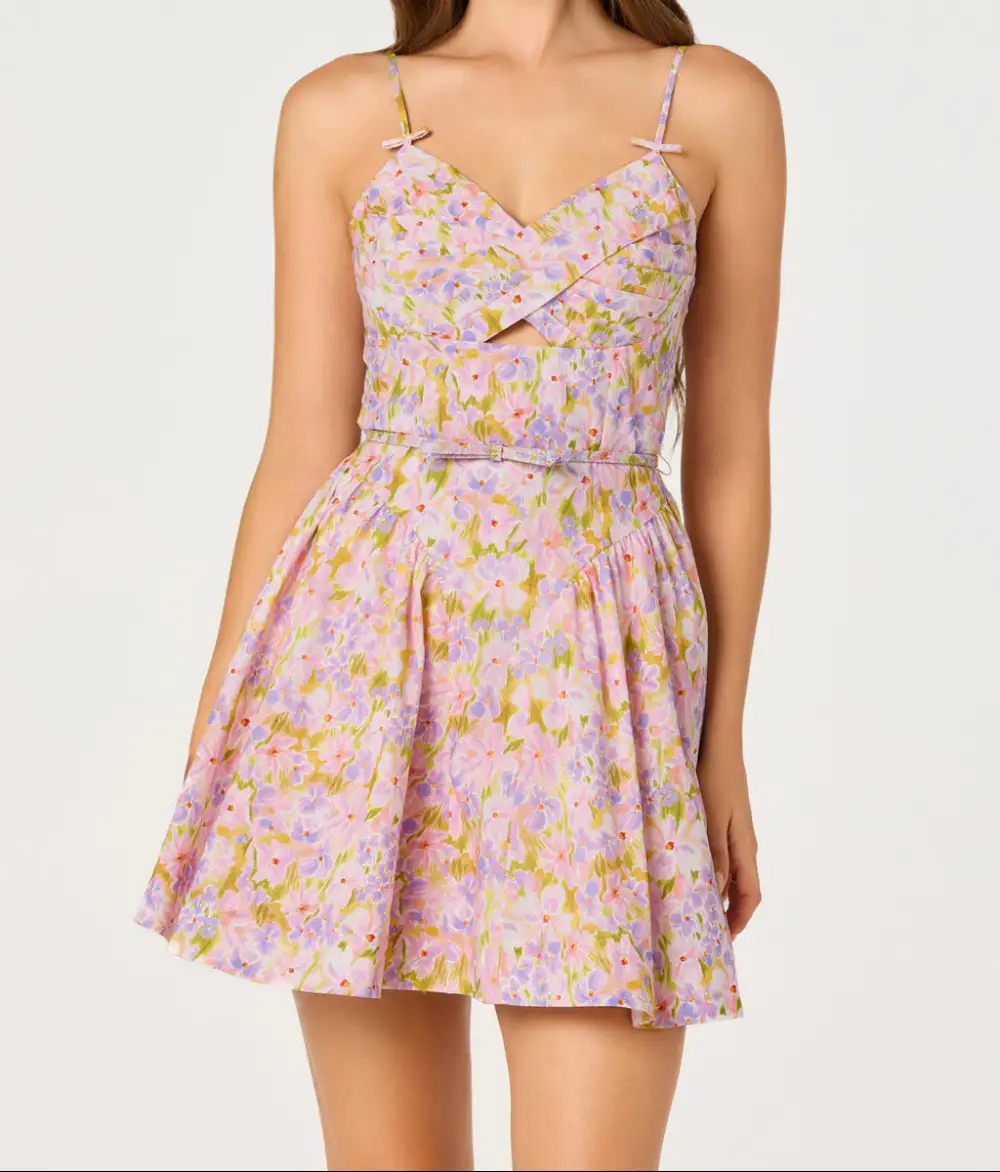 Sweetheart Neck Floral Mini Dress