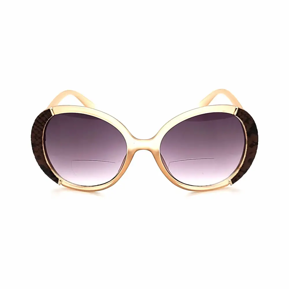 Women's Large Snake Print Round Bifocal Reading Sunglasses