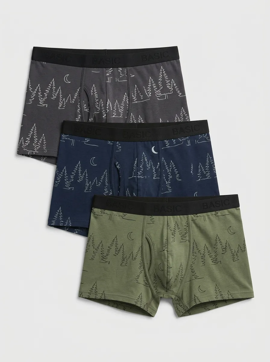 Men's Forest Moon Line-Art Boxer Brief Set