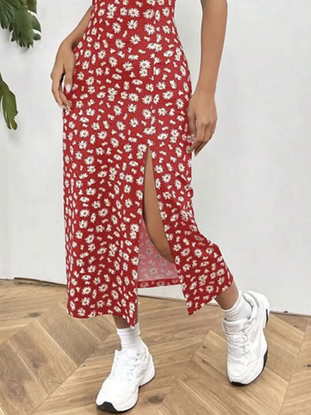 Slit Spaghetti Strap Midi Dress