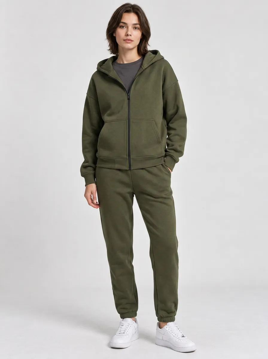 Unisex Daily Training Zip-Up Hoodie Jogger Tracksuit Set
