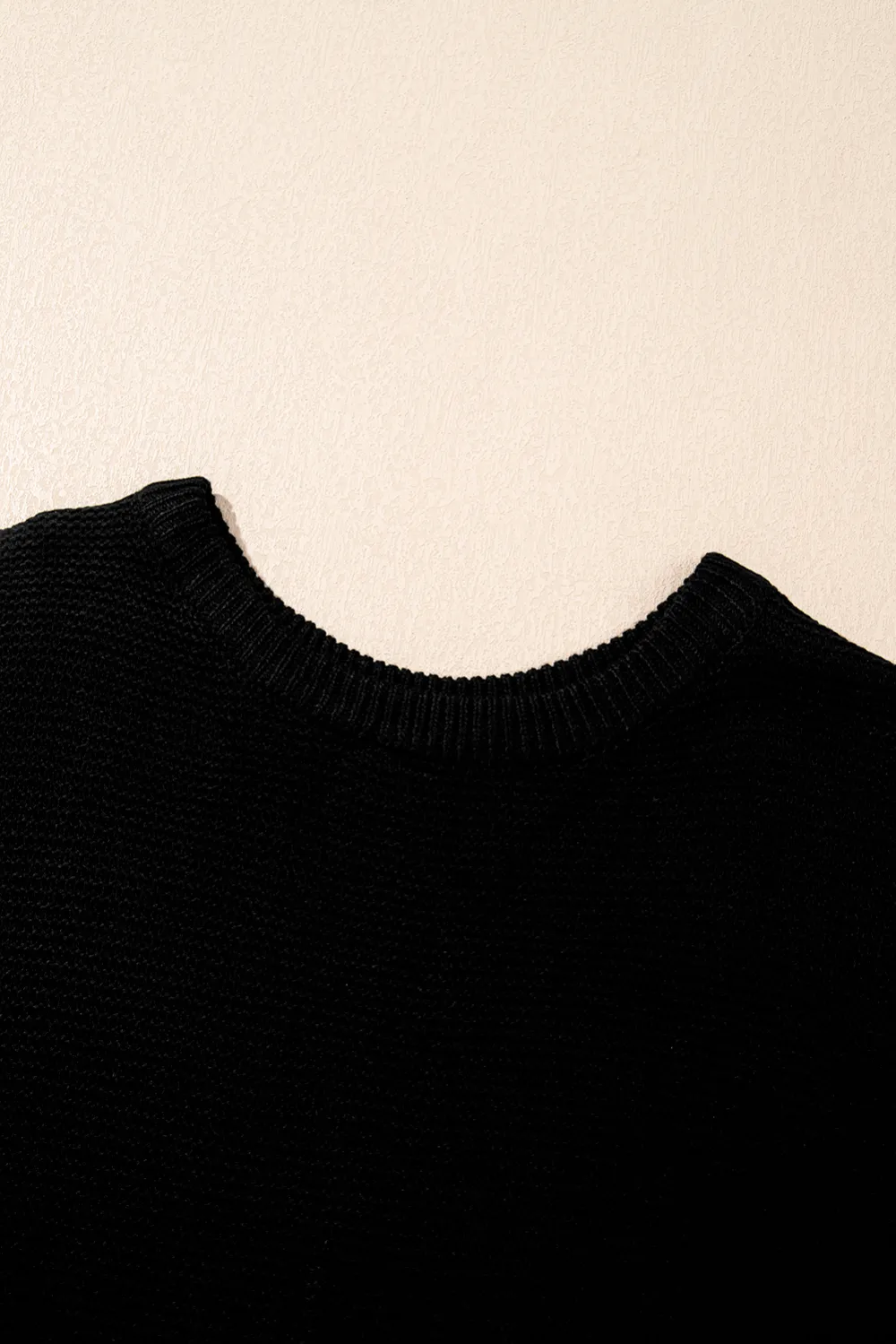Black Sweater Side Slits Tee