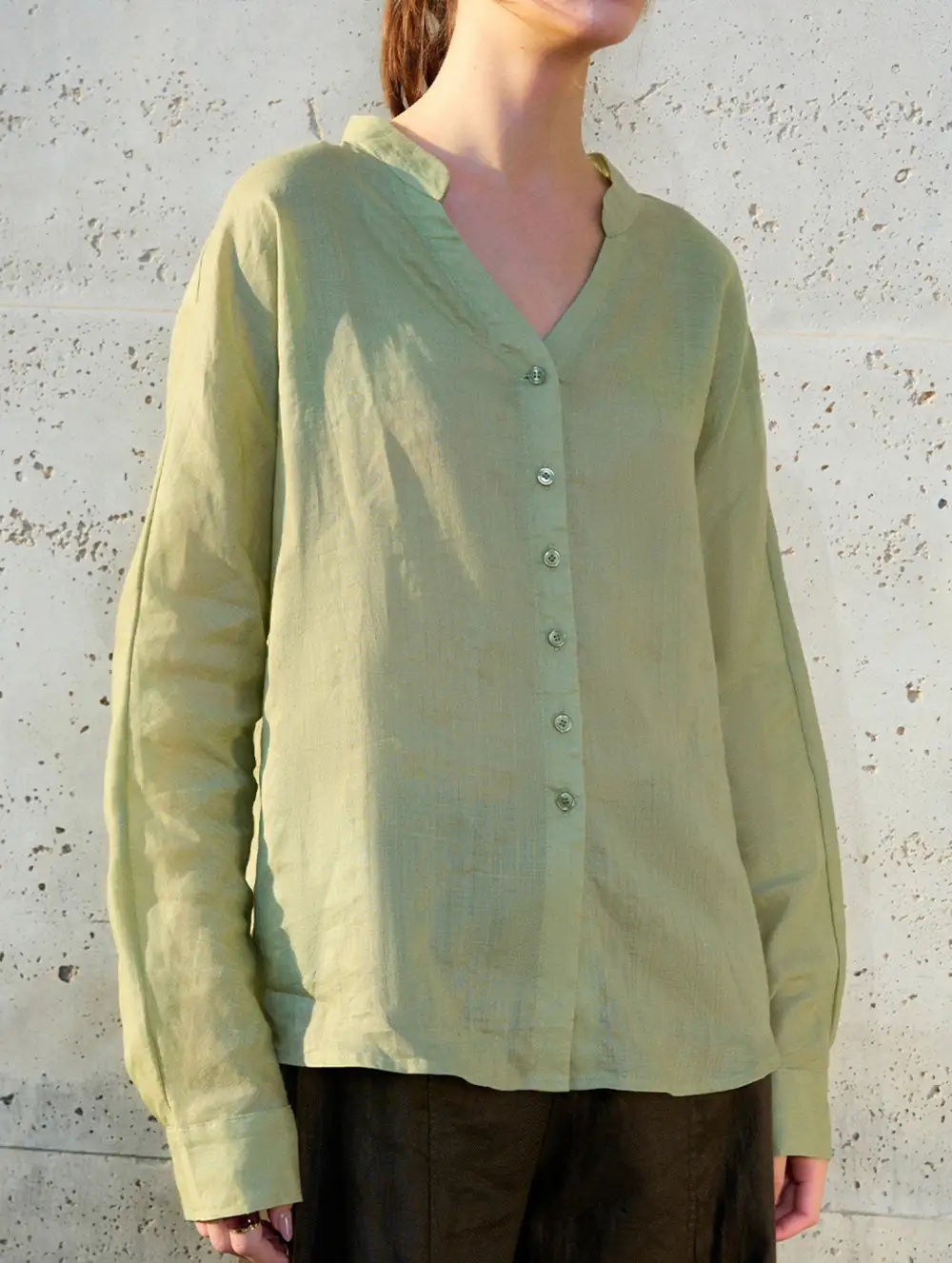 Ramie V Neck Lightweight Top
