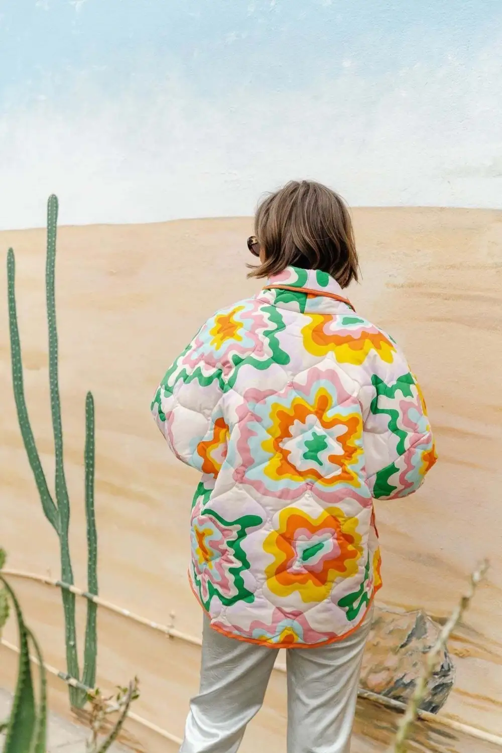Printed Quilted Puffer Cardigan