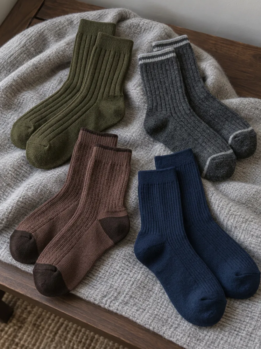 Ribbed Men's Four Pack Crew Socks Bundle