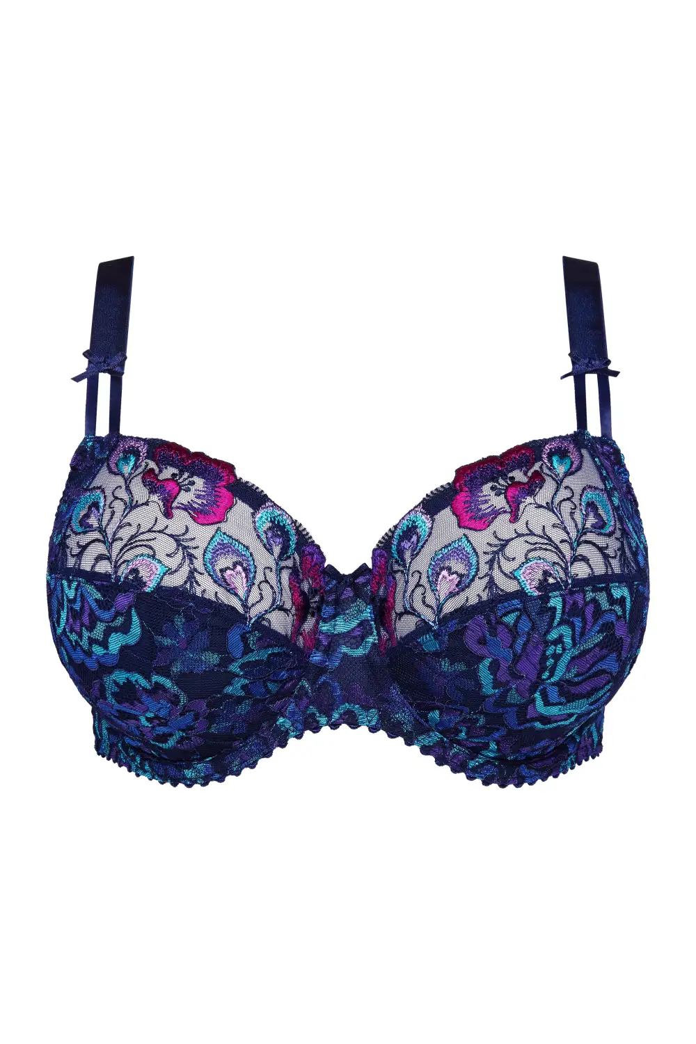 Women's Full Coverage Underwire Unpadded Three-Part Cup Lined Cup Floral Lace Embroidery Floral Detail Bra