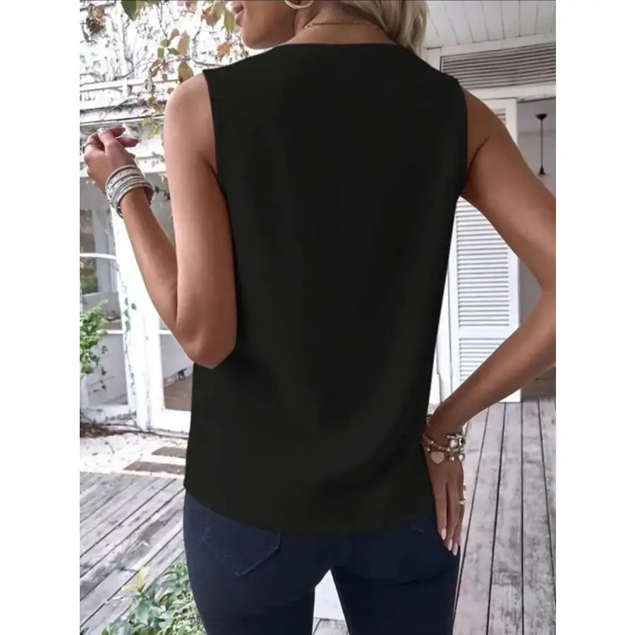 Full Size V Neck Contrast Tank Plus