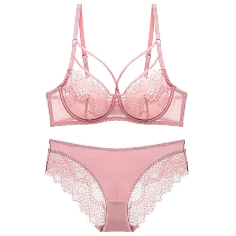Rigid-Cup Strappy Lace Lingerie Set