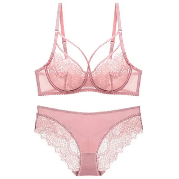 Rigid-Cup Strappy Lace Lingerie Set