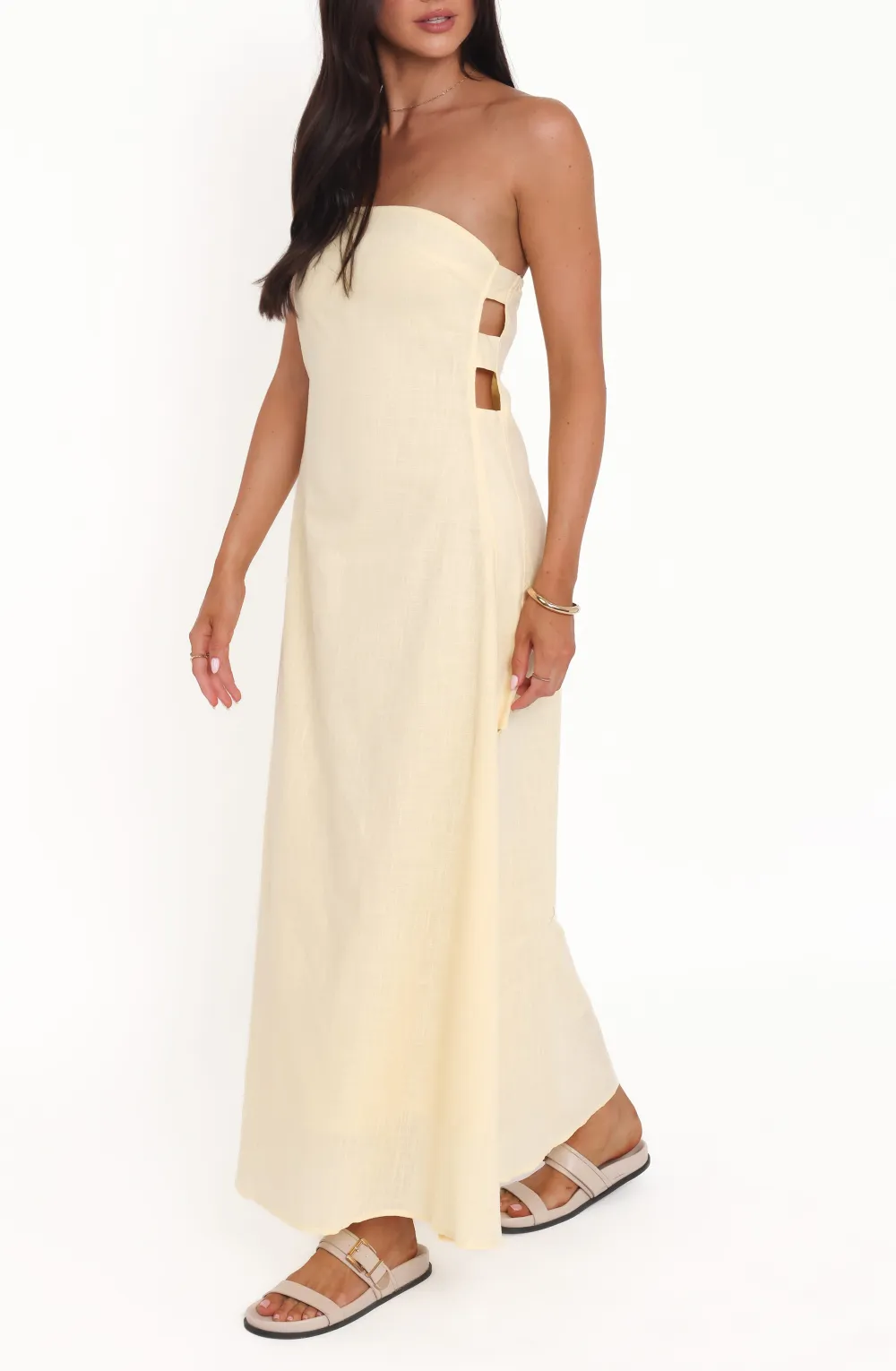 Cut Out Straight Neck Maxi Dress