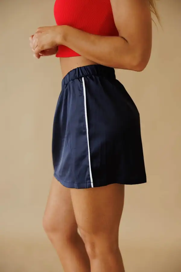 Satin Elastic Waist Built-In Shorts Skirt