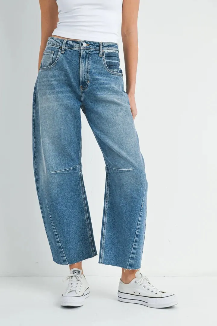 Seamed Barrel Denim Jeans