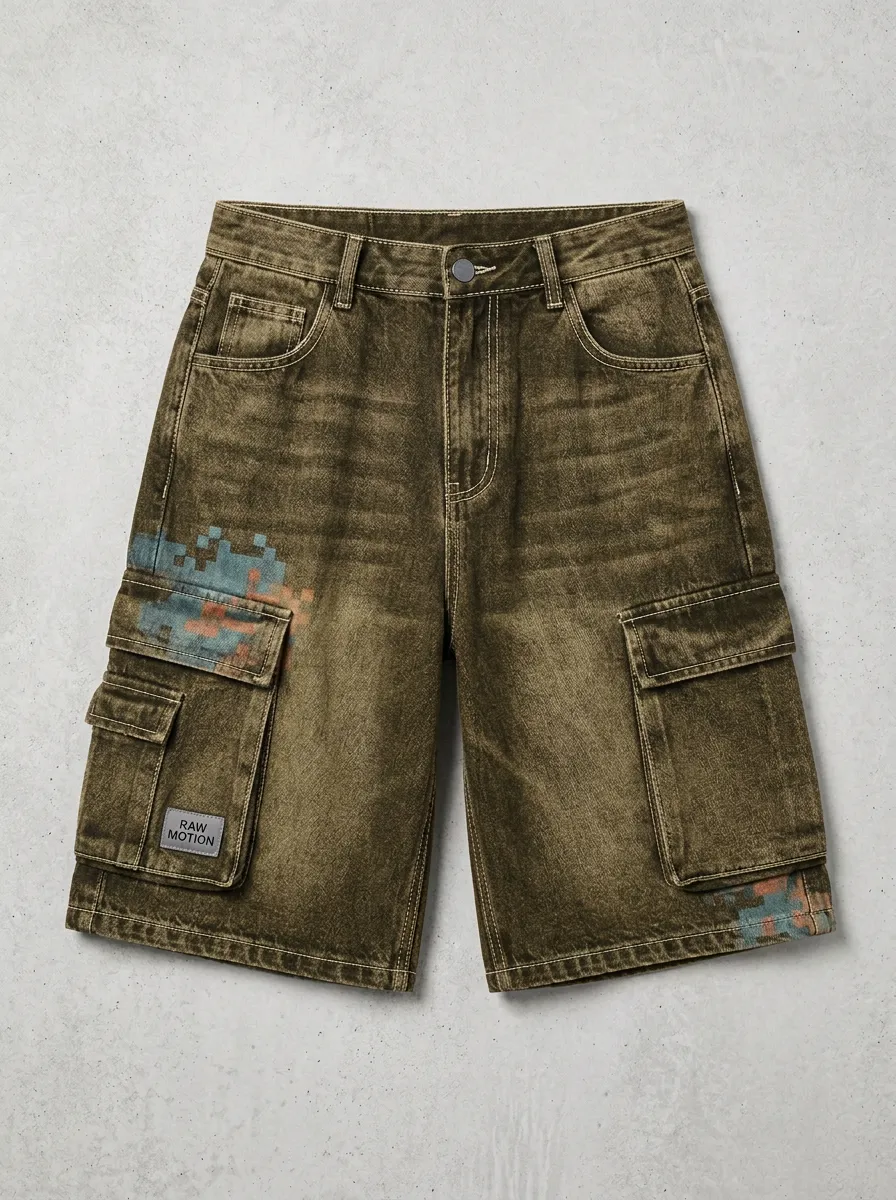 Cargo Denim Camo Men's Cargo Shorts