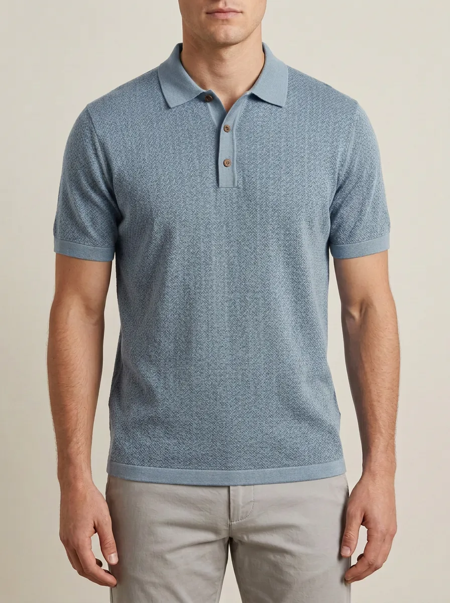 Classic Textured-Knit Men's Polo Shirt