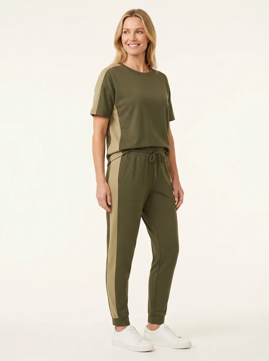 Women's Side-Panel Crewneck T-Shirt and Joggers Set