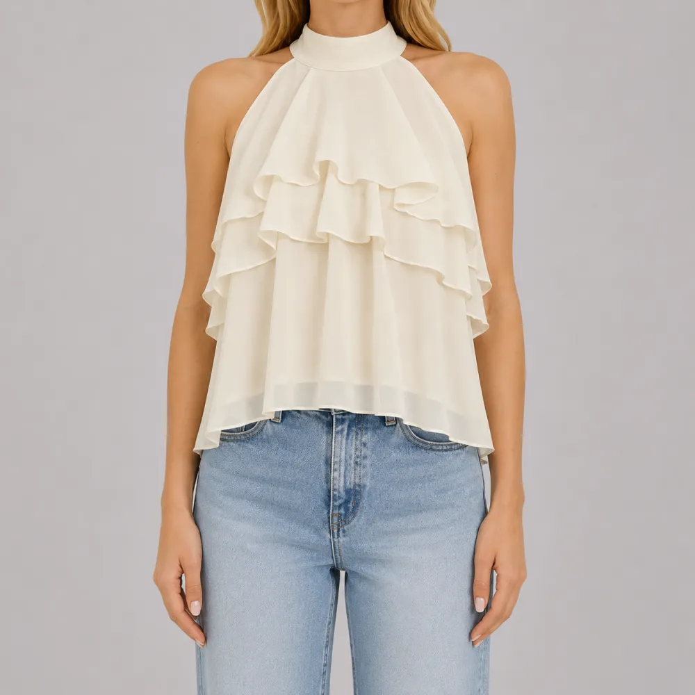 Ruffled Halter Blouse