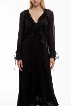 Black Ruffled Long Dress