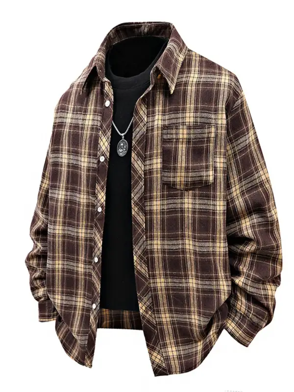 Cotton Button Up Plaid Shirt