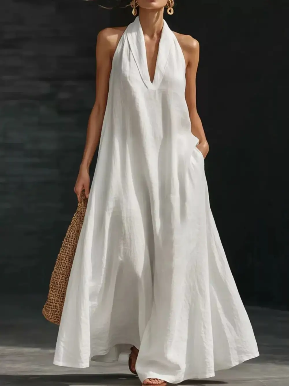 Elegant Halter Sleeveless Maxi Dress