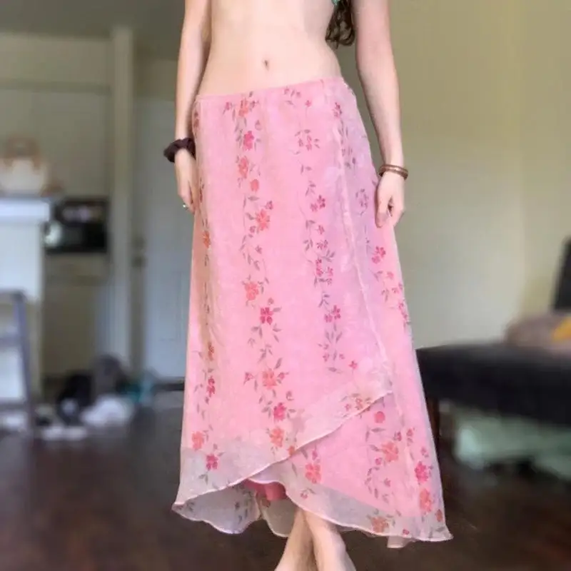 Classic Midi Mesh Floral Knit Skirt