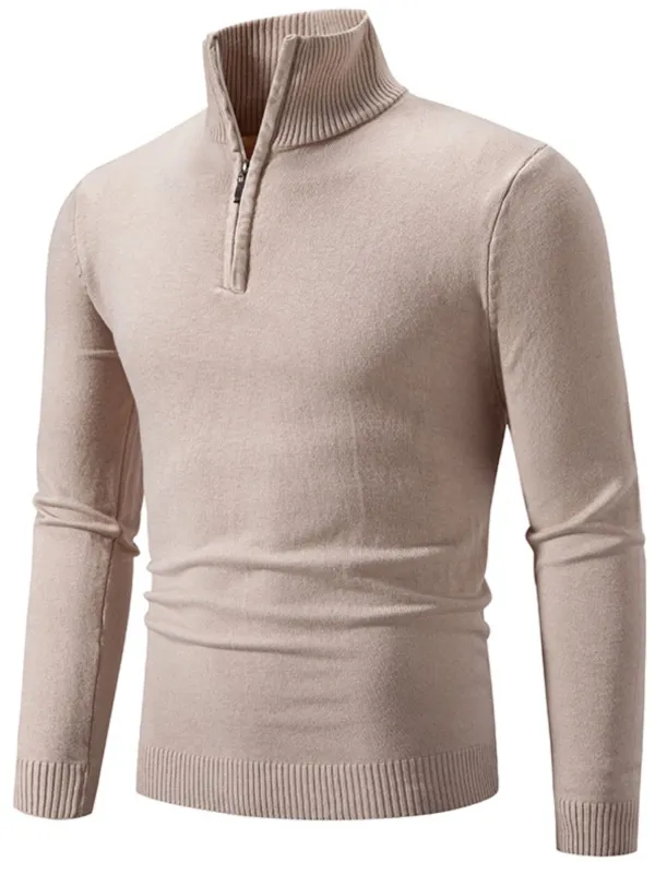 Quarter Zip Long Sleeve Knit Top