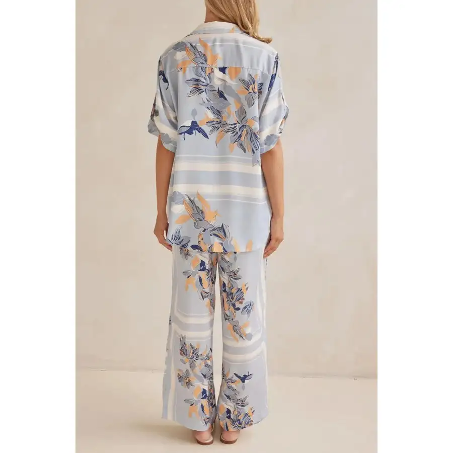 Modern Printed Button Up Shirt and Pants Set