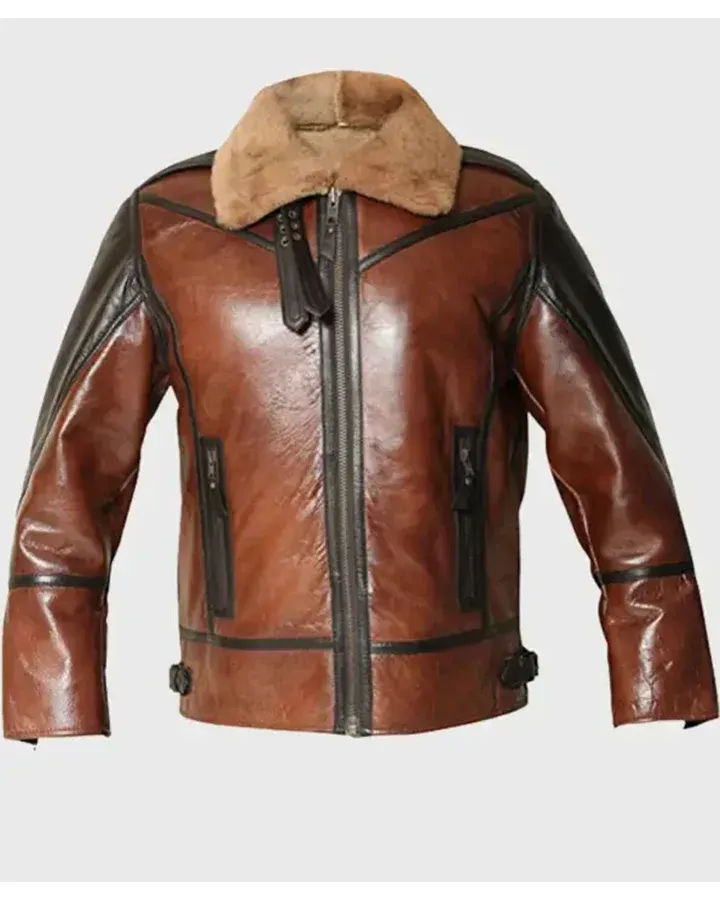 Rugged Aviator Bomber Shearling Sheepskin Jacket