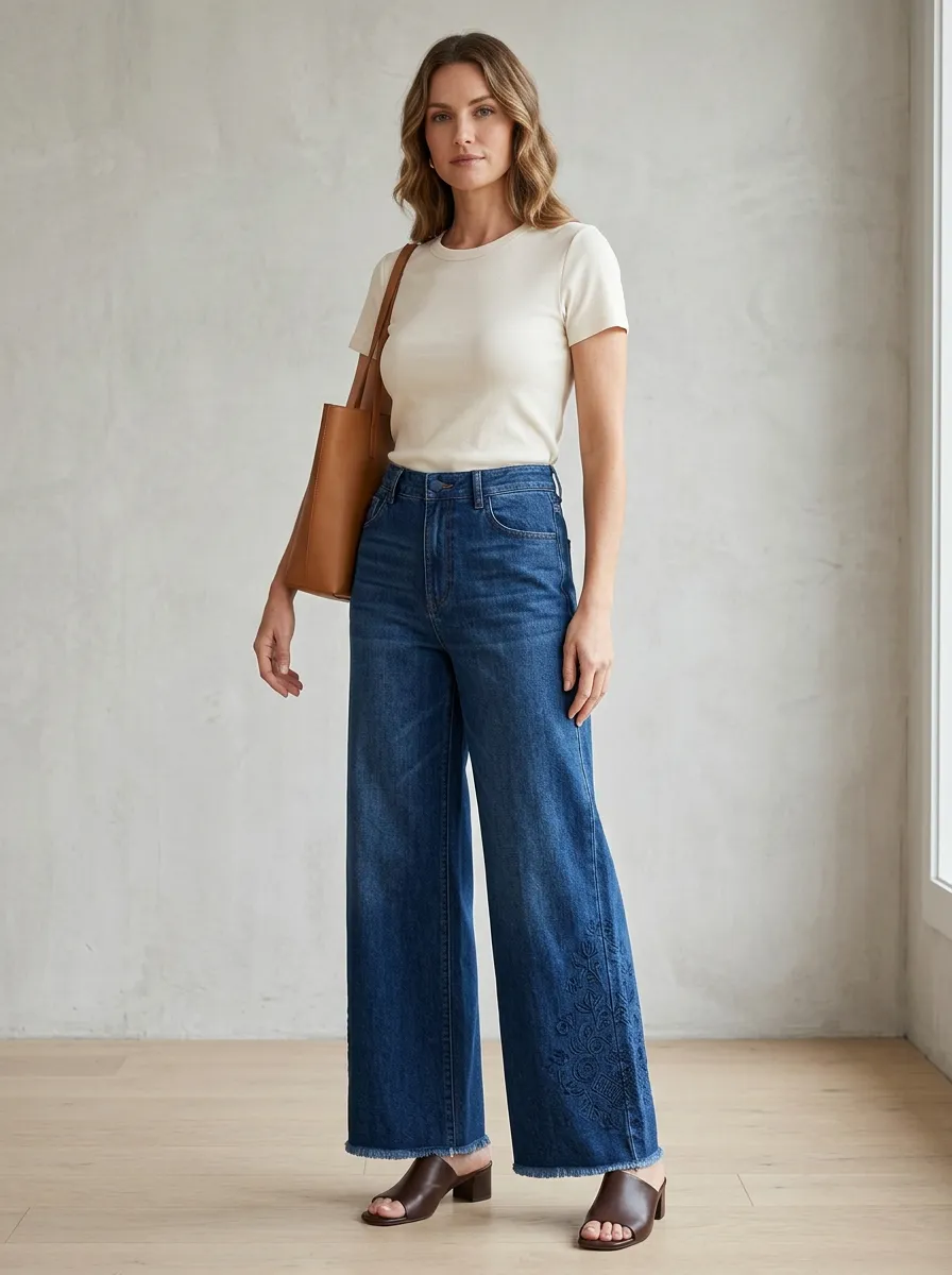Women's Wide Leg Casual Denim Jeans