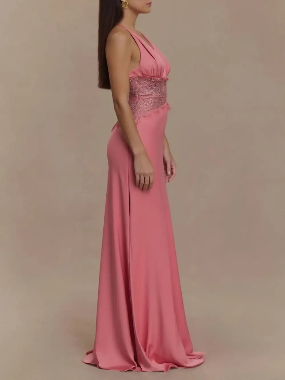 Polished Detail Lace Maxi Dress