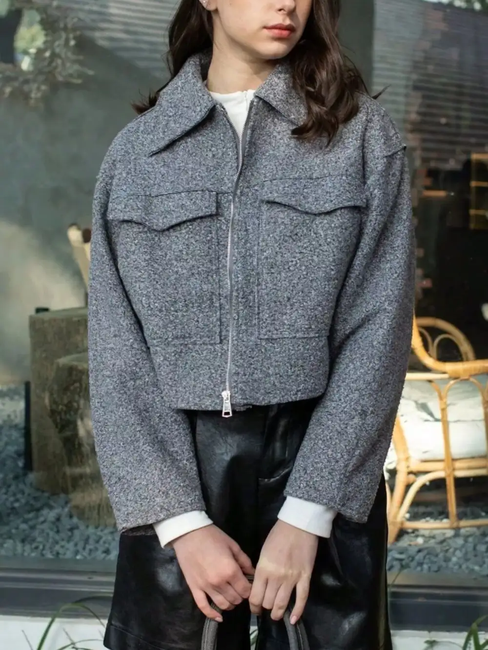 Zip Up Cropped Jacket Versatile Daily Layer