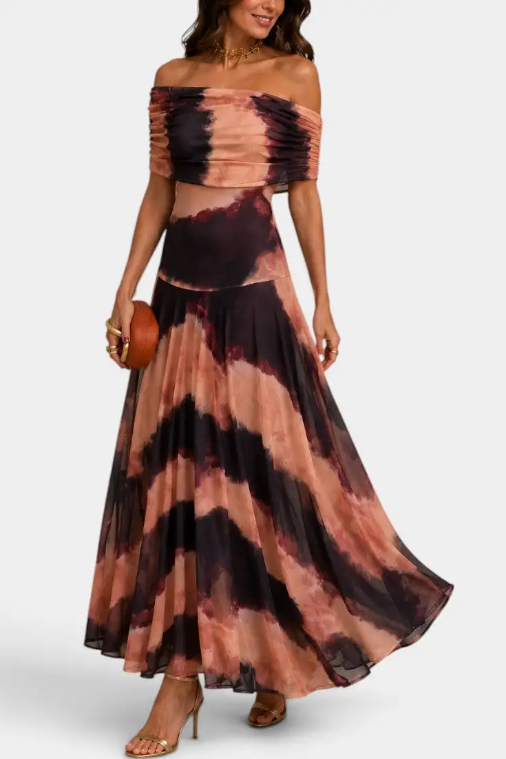 Asymmetric Tie-Dye Maxi Dress