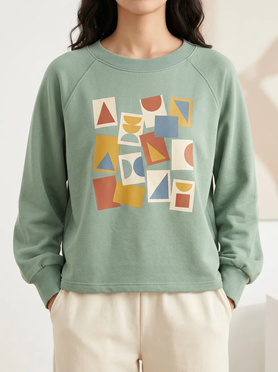 Women's Interlocking Geometric Shapes Graphic Hoodie