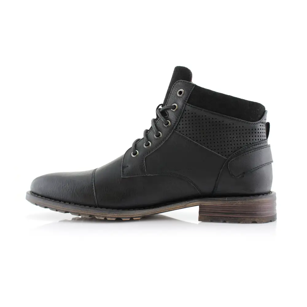 Faux-Suede Suede Faux-Leather Combat Boots