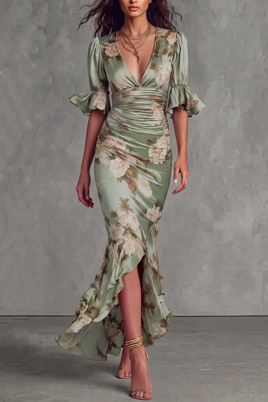 Modern Floral Maxi Dress