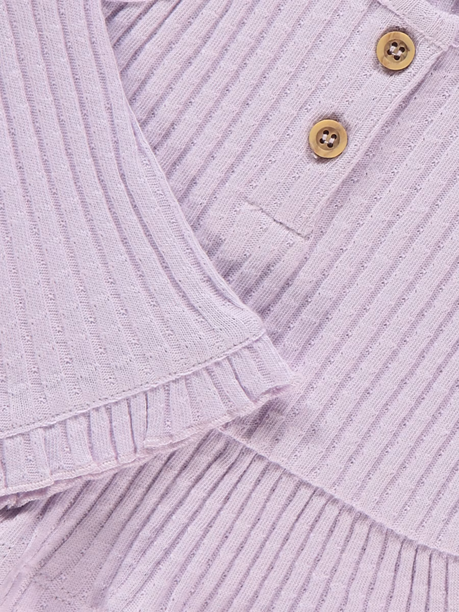 Lilac Ribbed Top and Shorts Outfit detail 1