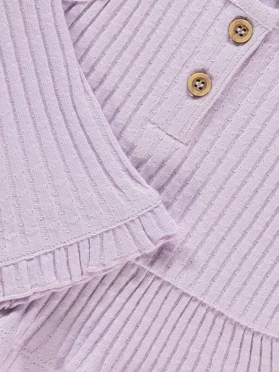 Lilac Ribbed Top and Shorts Outfit
