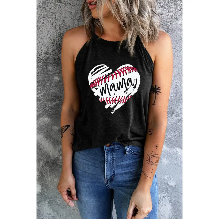 Heart Graphic Round Neck Tank