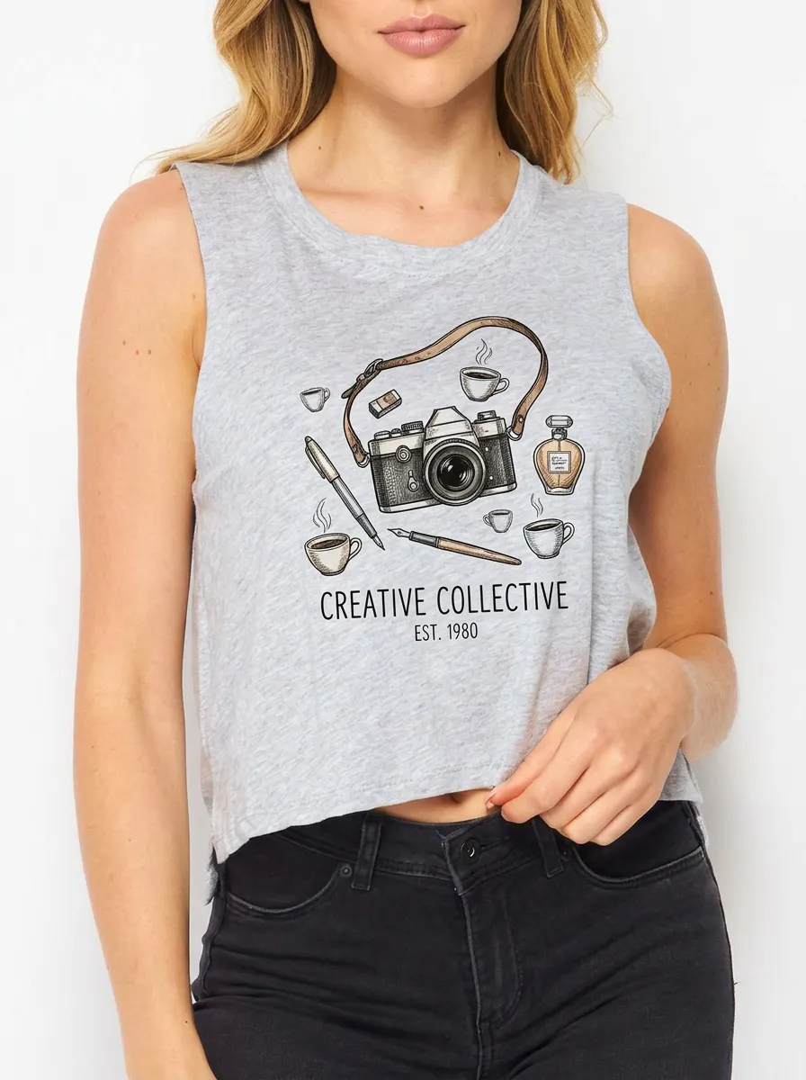 Women's Photographer Artist Creative Collective Camera Coffee Graphic Tank Top