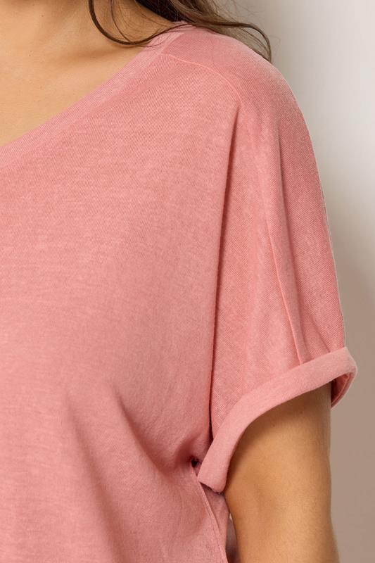 Pink Premium Linen Look T-Shirt detail 3