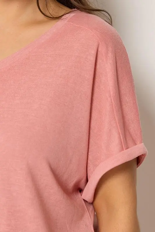 Pink Premium Linen Look T-Shirt