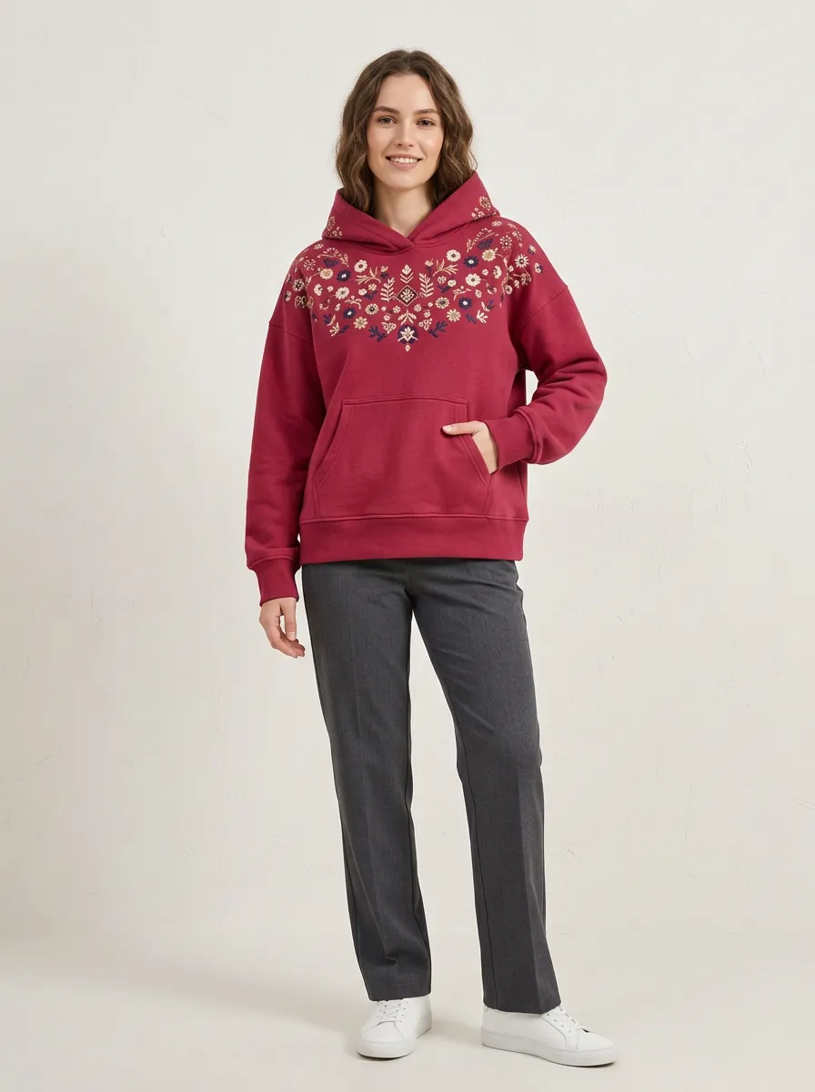 Nature Detail Women's Floral Folk Graphic Art Hoodie