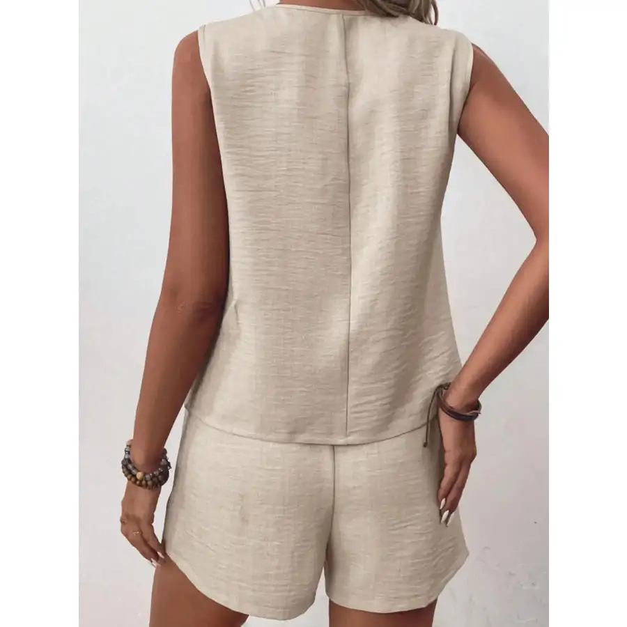 Relaxed Button Up Vest and Shorts Set