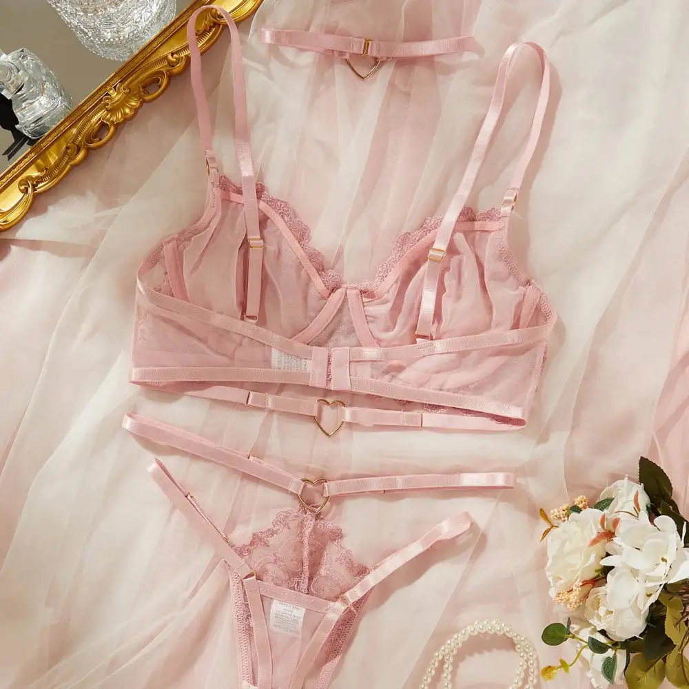 Floral Heart Underwire Lingerie Set