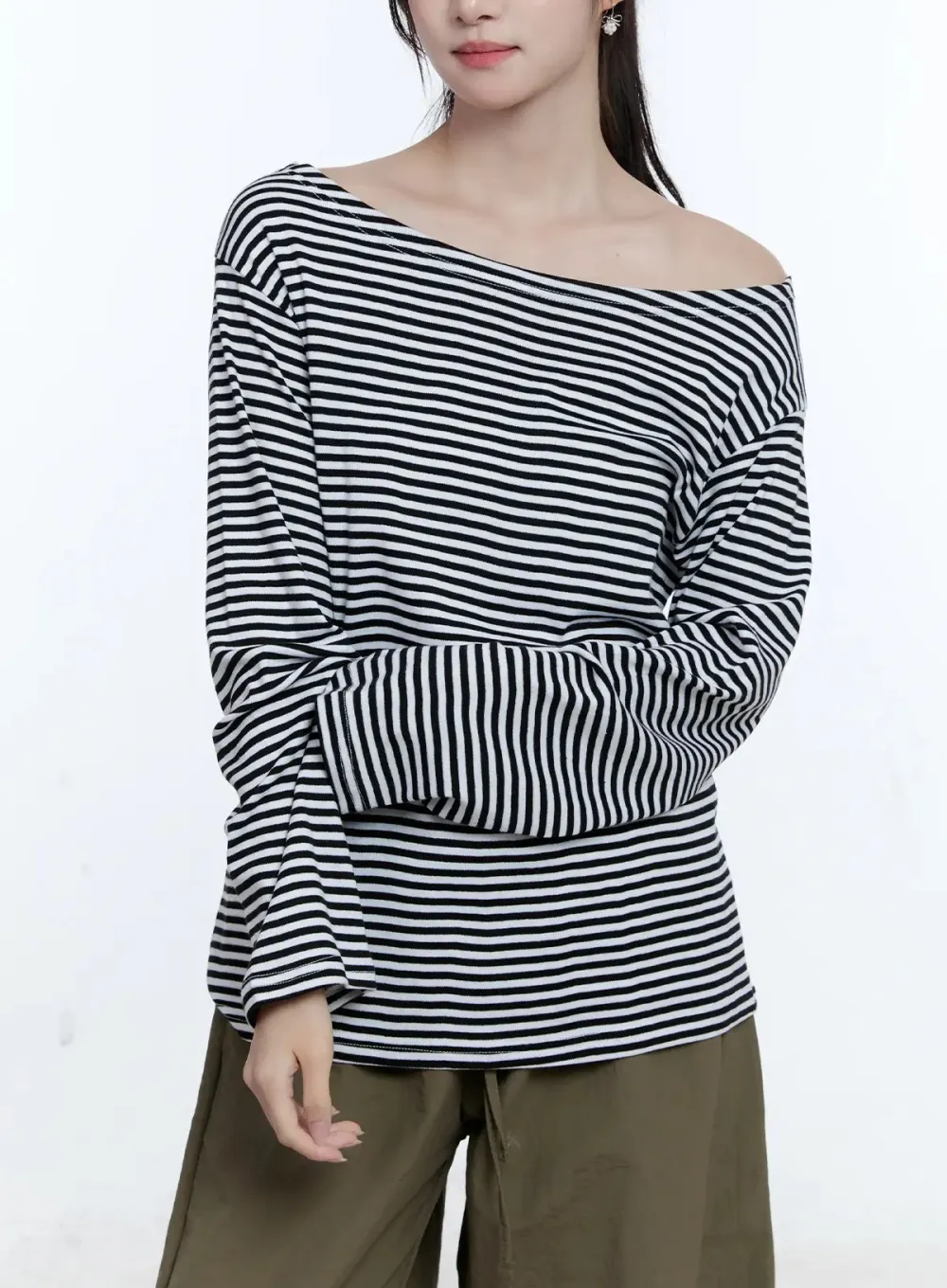 Wide Boat Neck Loose-Fit Top
