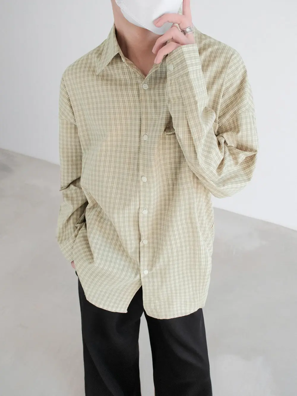 Side Flap Pocket Plaid Shirt
