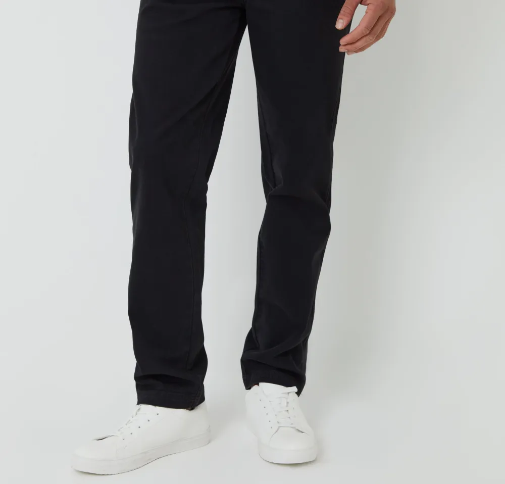 Men's Black Elastic-Waist Chino Pants