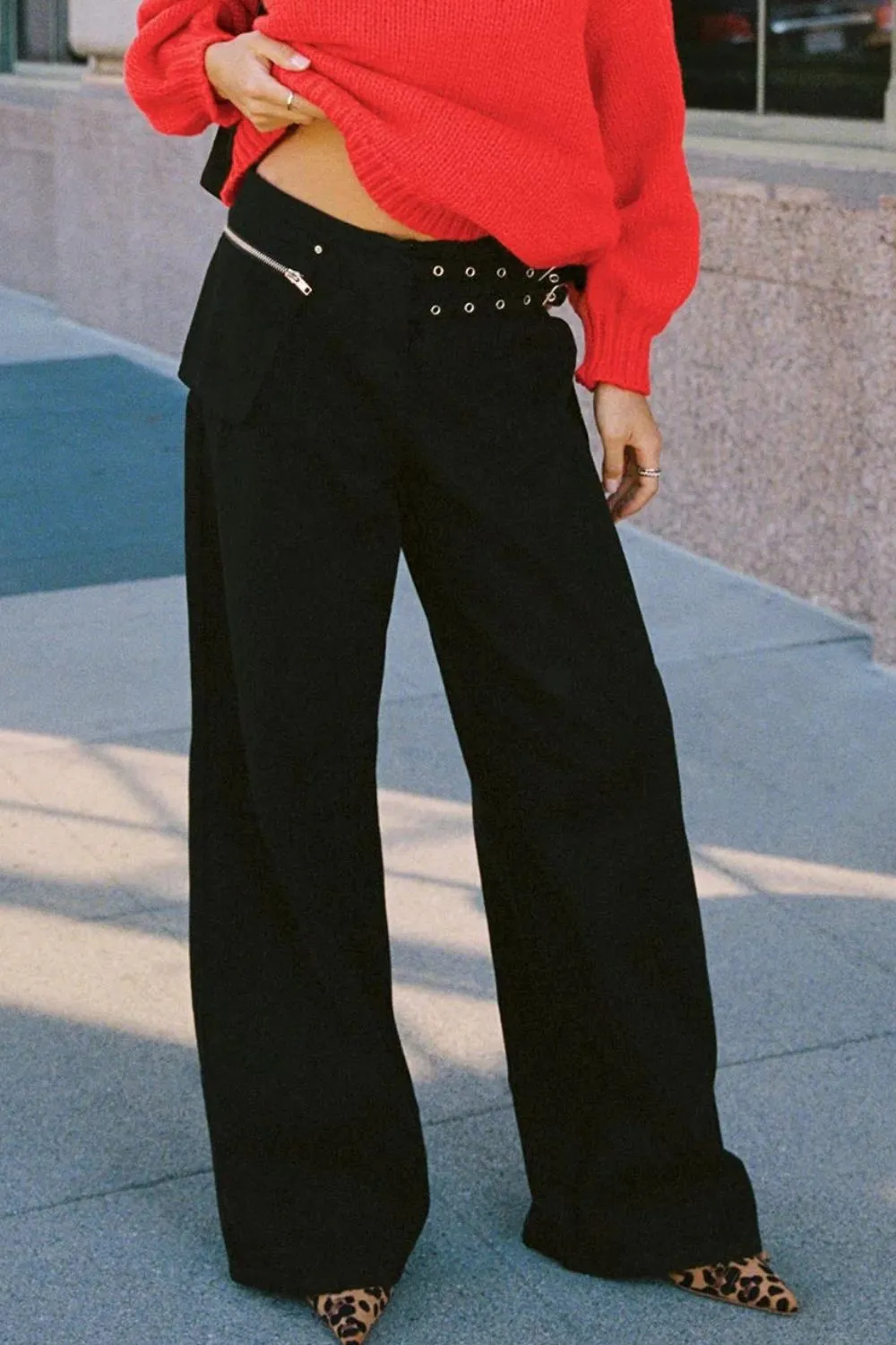 Pocket Detail Tiered Denim Jeans